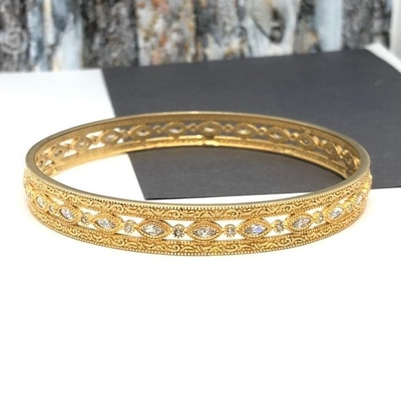 Sterling Silver Gold Clad 8.5mm 7" Bangle Bracelet - Picture 1 of 7